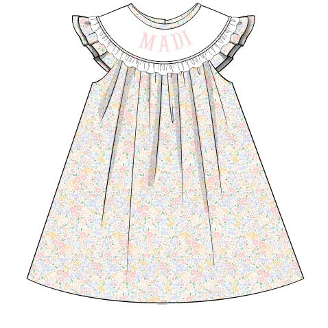 CUSTOM PREORDER: Custom Name Fancy Pastel Floral Dress