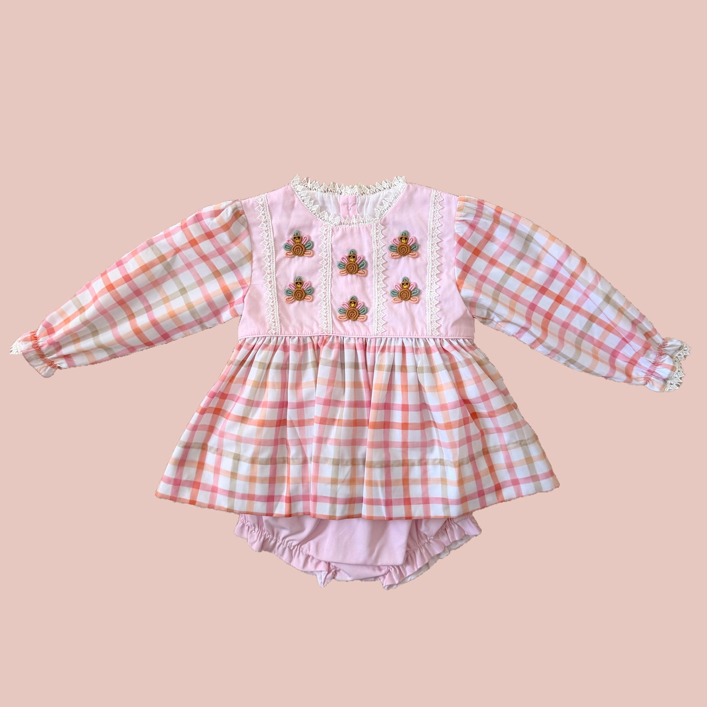 Girly Fall Bullion Turkey Diaper Set