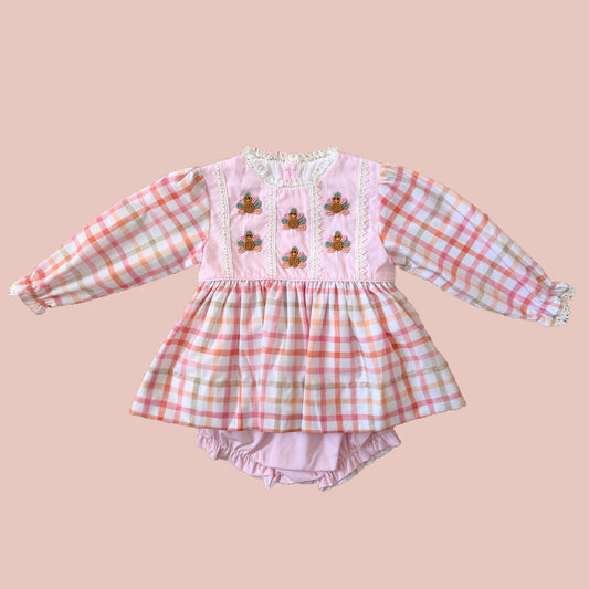 Girly Fall Bullion Turkey Diaper Set