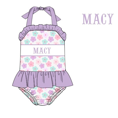 CUSTOM PREORDER: Custom Name Retro Floral Swimsuit