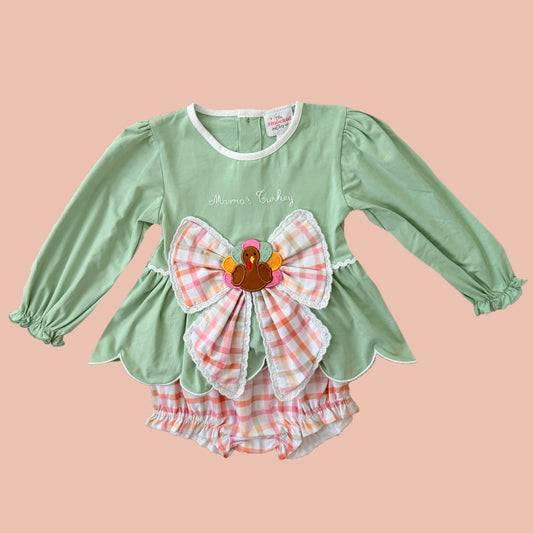 Mama’s Turkey Appliqué Diaper Set