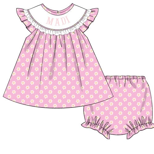 CUSTOM PREORDER: Custom Name Pink Sweetheart Floral Diaper Set