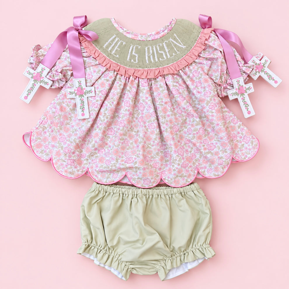 PREORDER: He Is Risen Floral Diaper Set (February TAT) – The Smocked ...