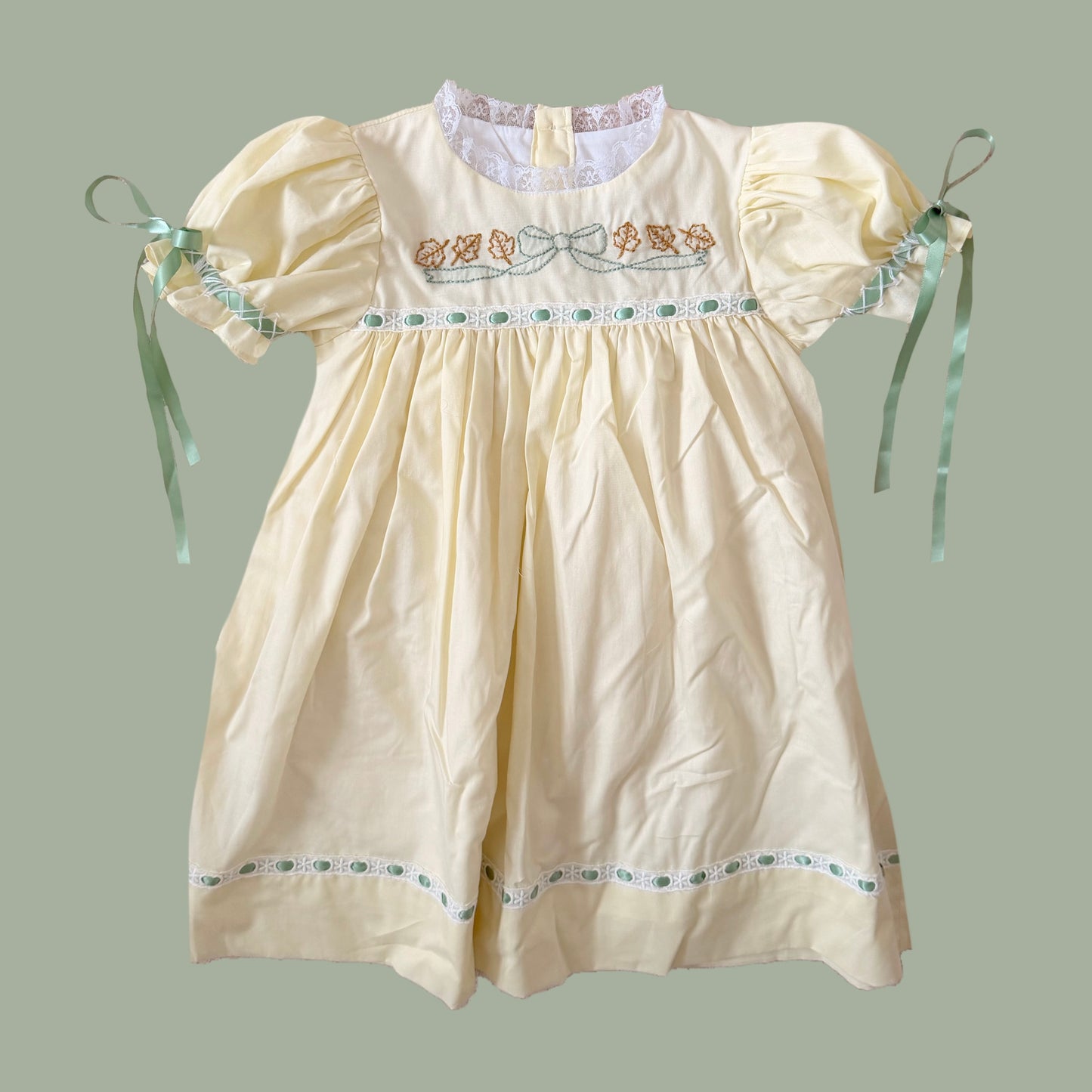 Cream Leaf Vintage Dress
