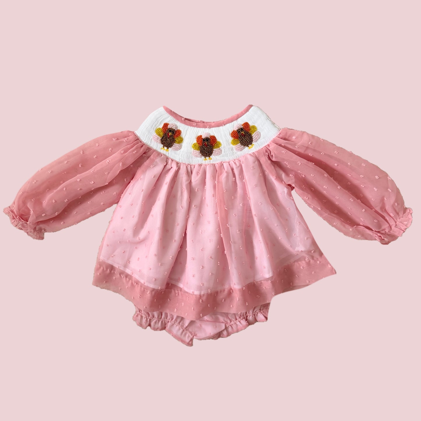 Wrenley's Beaded Turkey Chiffon Diaper Set