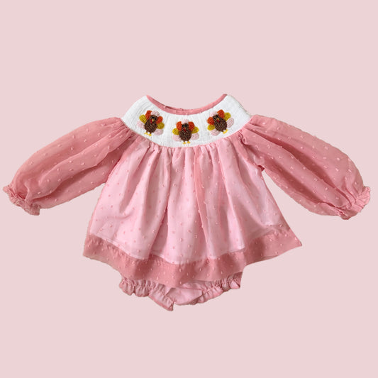 Wrenley's Beaded Turkey Chiffon Diaper Set