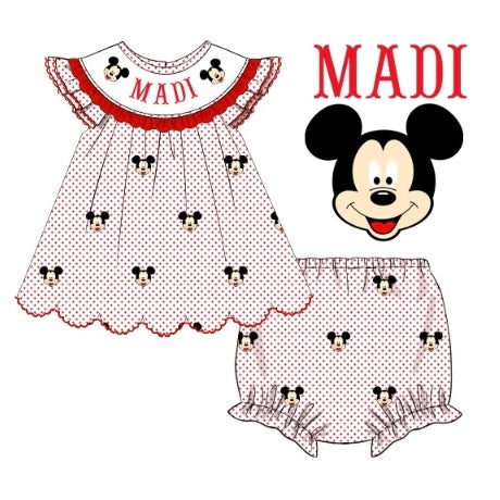 CUSTOM PREORDER: Custom Name Red Mouse Diaper Set