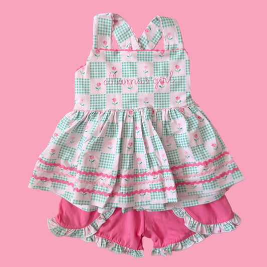 Mama's Girl Summer Patchwork Shorts Set
