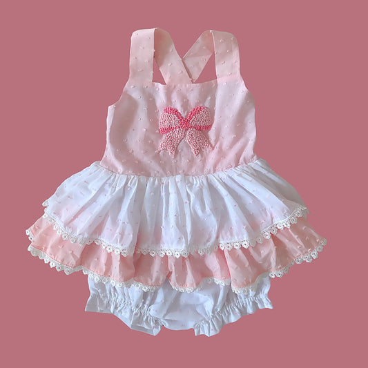 French Knot Bow Tiered Diaper Set