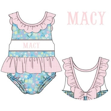 CUSTOM PREORDER: Custom Name Girly Floral Swimsuit