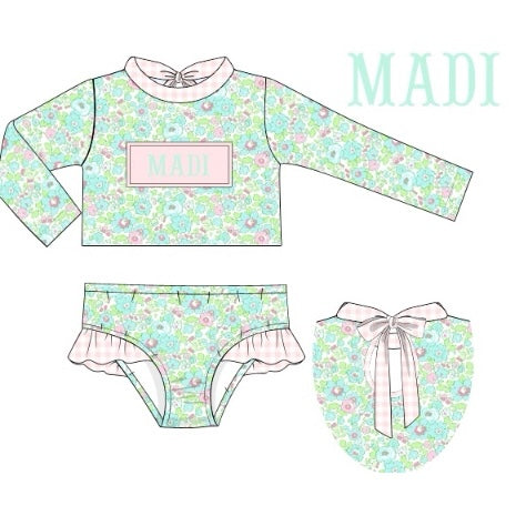 CUSTOM PREORDER: Custom Name Floral Two Piece Swimsuit