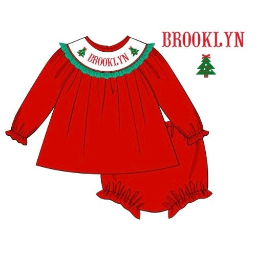 CUSTOM PREORDER: Custom Name Christmas Tree Diaper Set (October TAT)