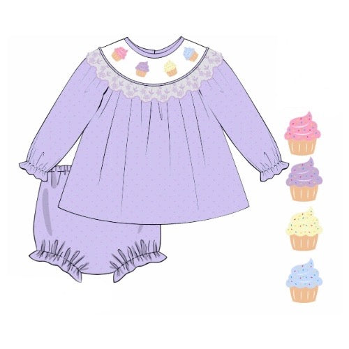 PREORDER: Beaded Cupcake Chiffon Diaper Set (November TAT)