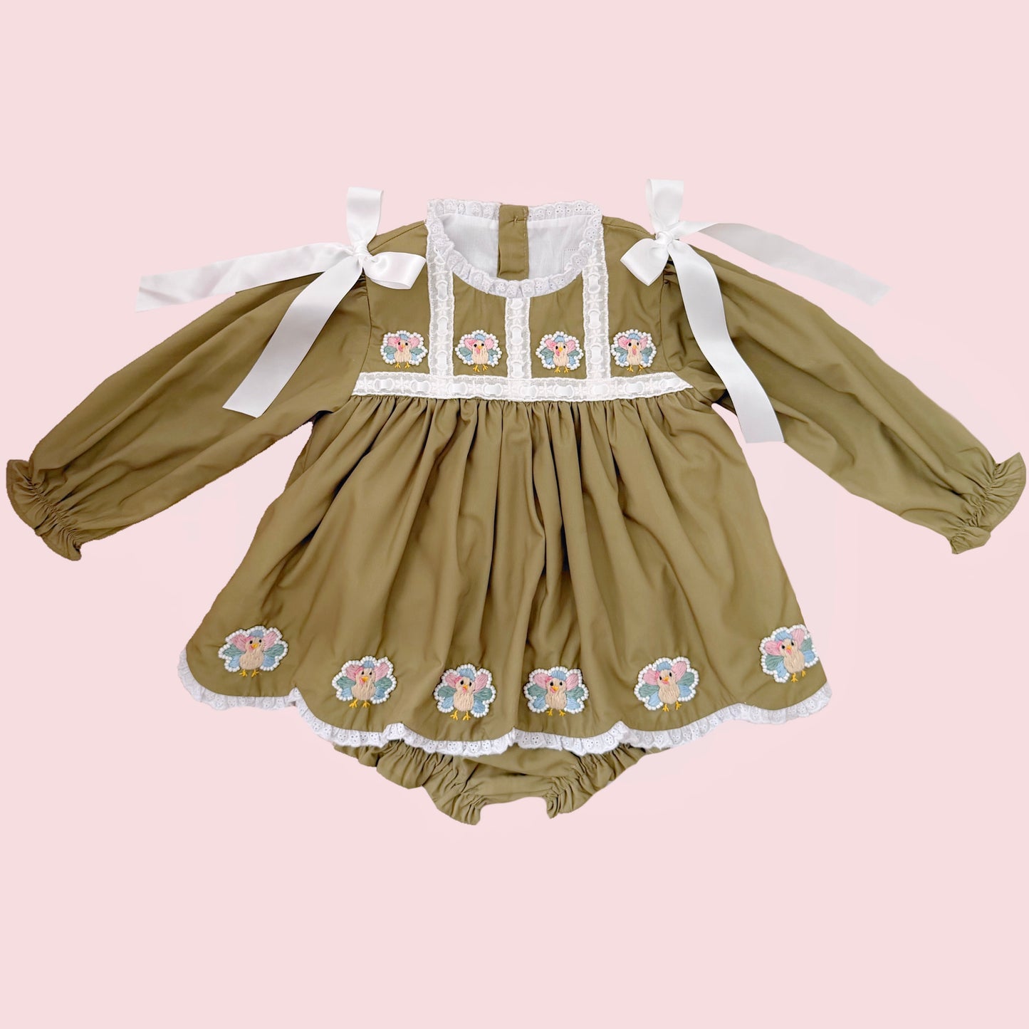 Madi Heirloom Beaded Turkey Diaper Set