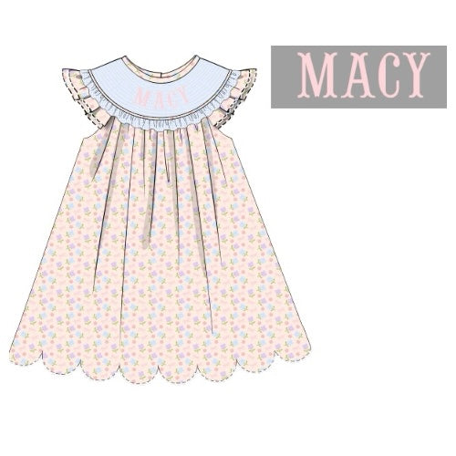 CUSTOM PREORDER: Custom Name Floral Bow Dress