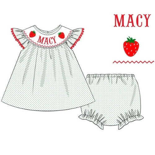 CUSTOM PREORDER: Custom Name Strawberry Diaper Set