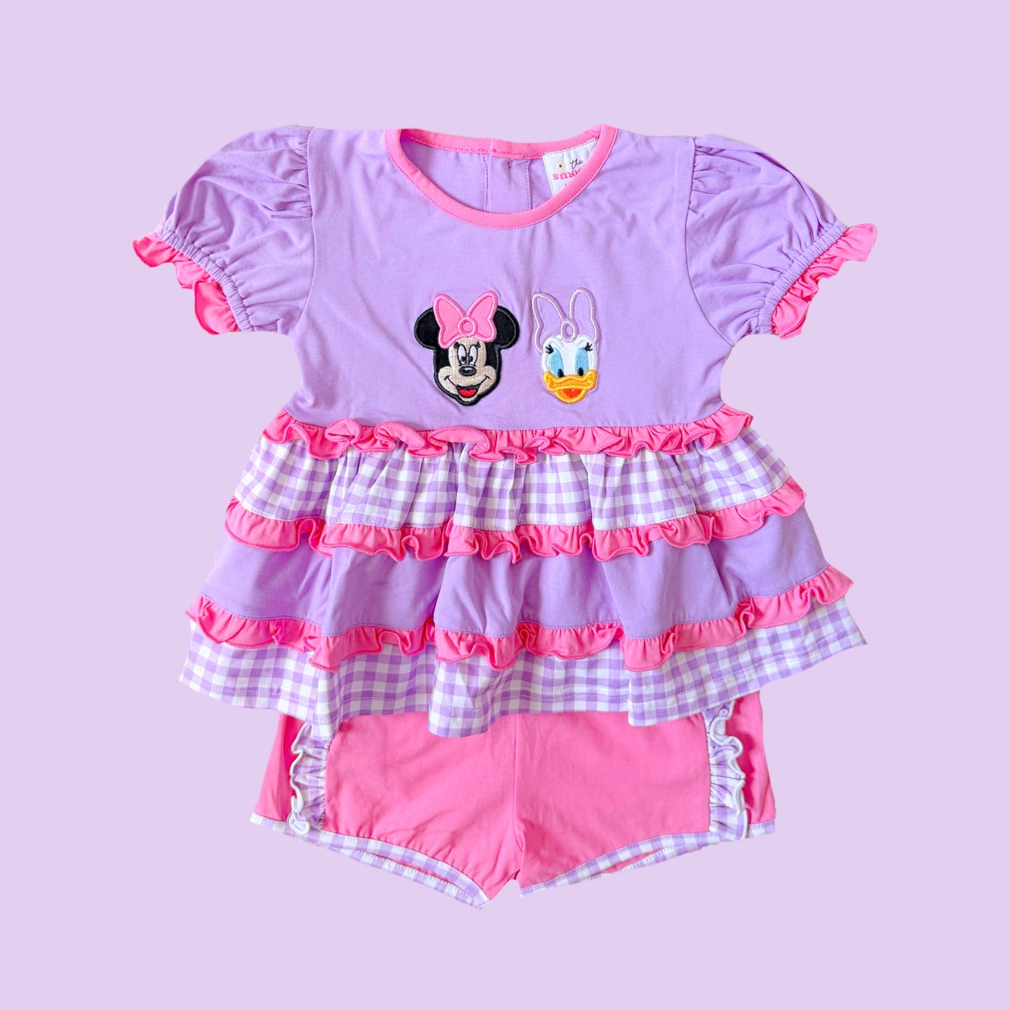 Applique Duck & Mouse Shorts Set