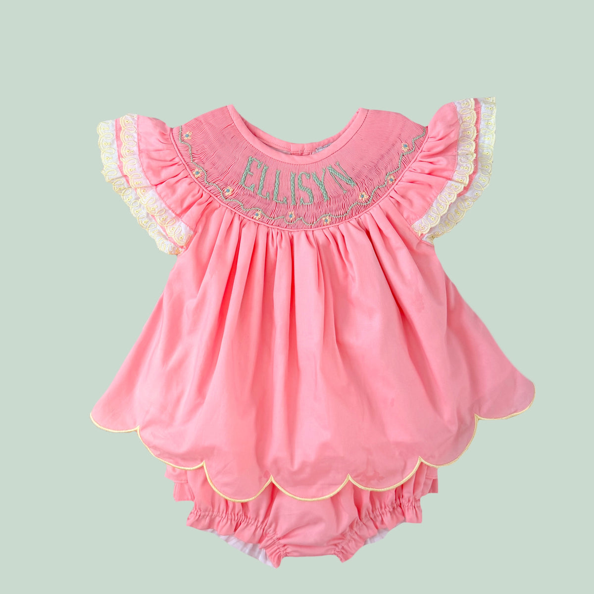 CUSTOM PREORDER: Custom Name Peach & Mint Diaper Set (February TAT)