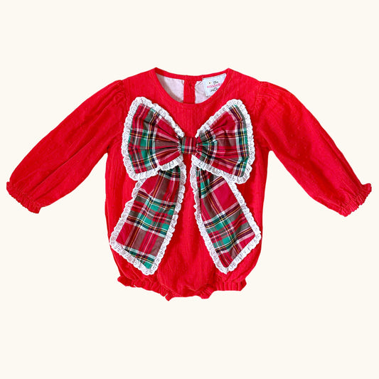 Swiss Dot Plaid Christmas Bow Bubble