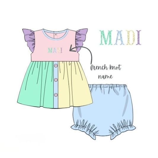 CUSTOM PREORDER: Pastel Vintage Colorblock Diaper Set (June TAT)