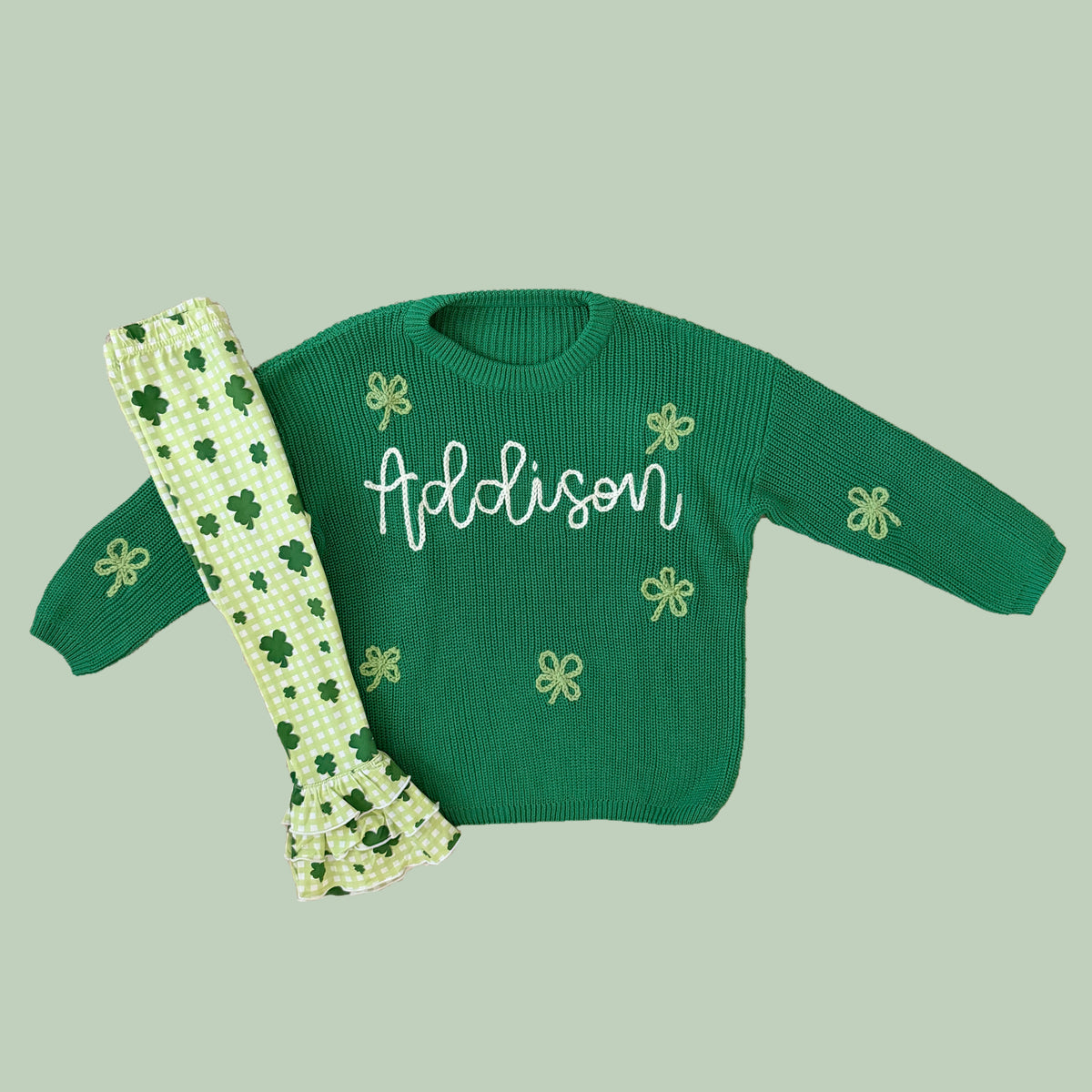 PREORDER: Custom Name Lucky Shamrock Sweater (January TAT)
