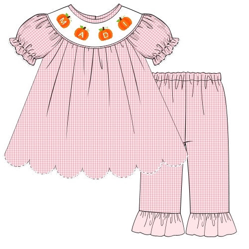 CUSTOM NAME PREORDER: Pink Pumpkin Pants Set