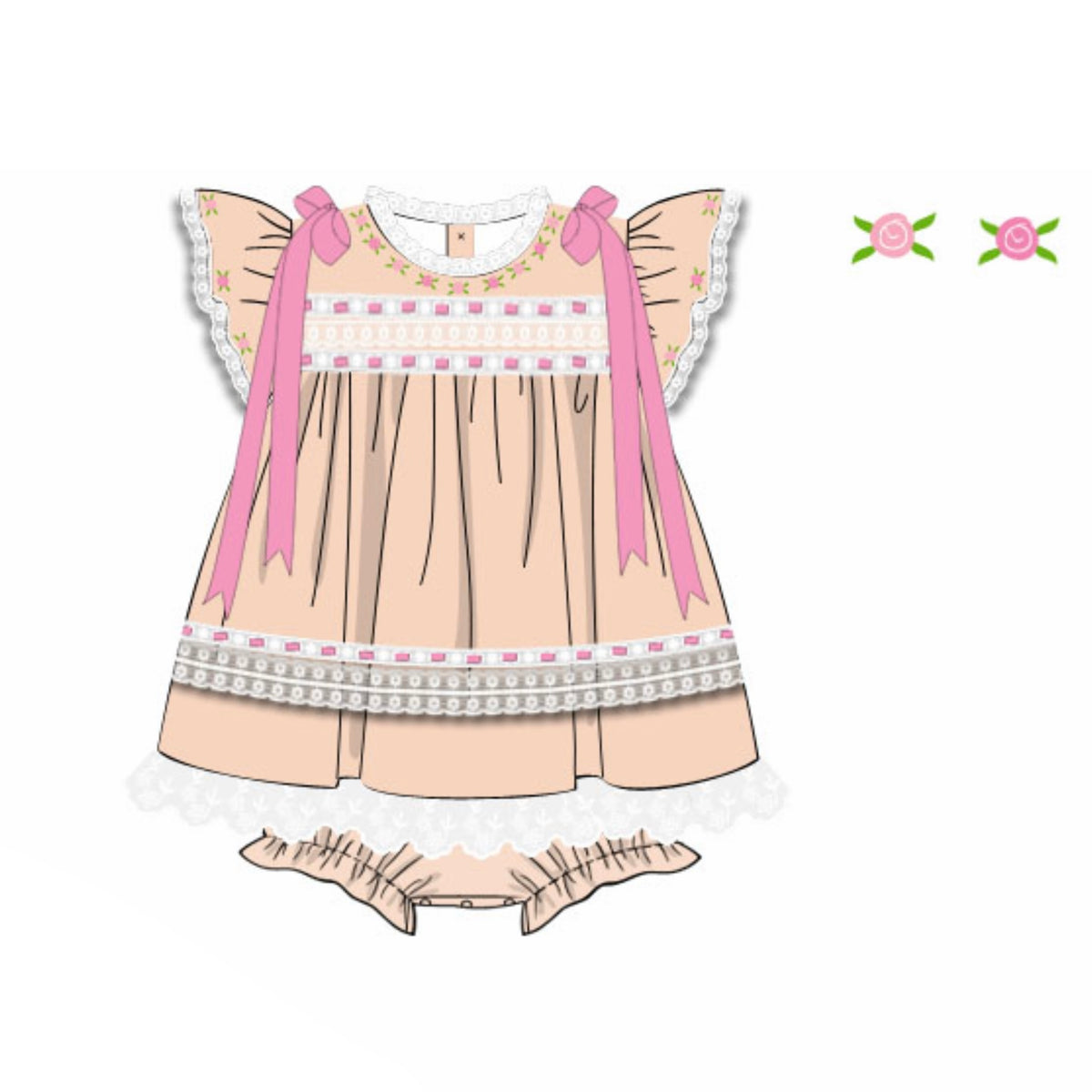 PREORDER: Mattie’s Creamsicle & Pink Satin Skirted Bubble (February TAT)