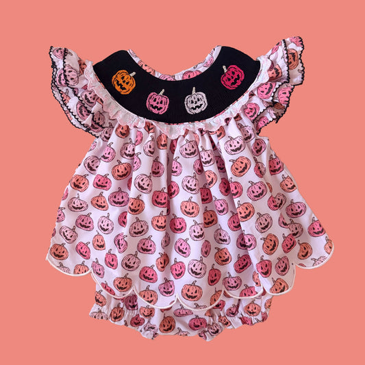 Girly Jack-O-Lantern Diaper Set