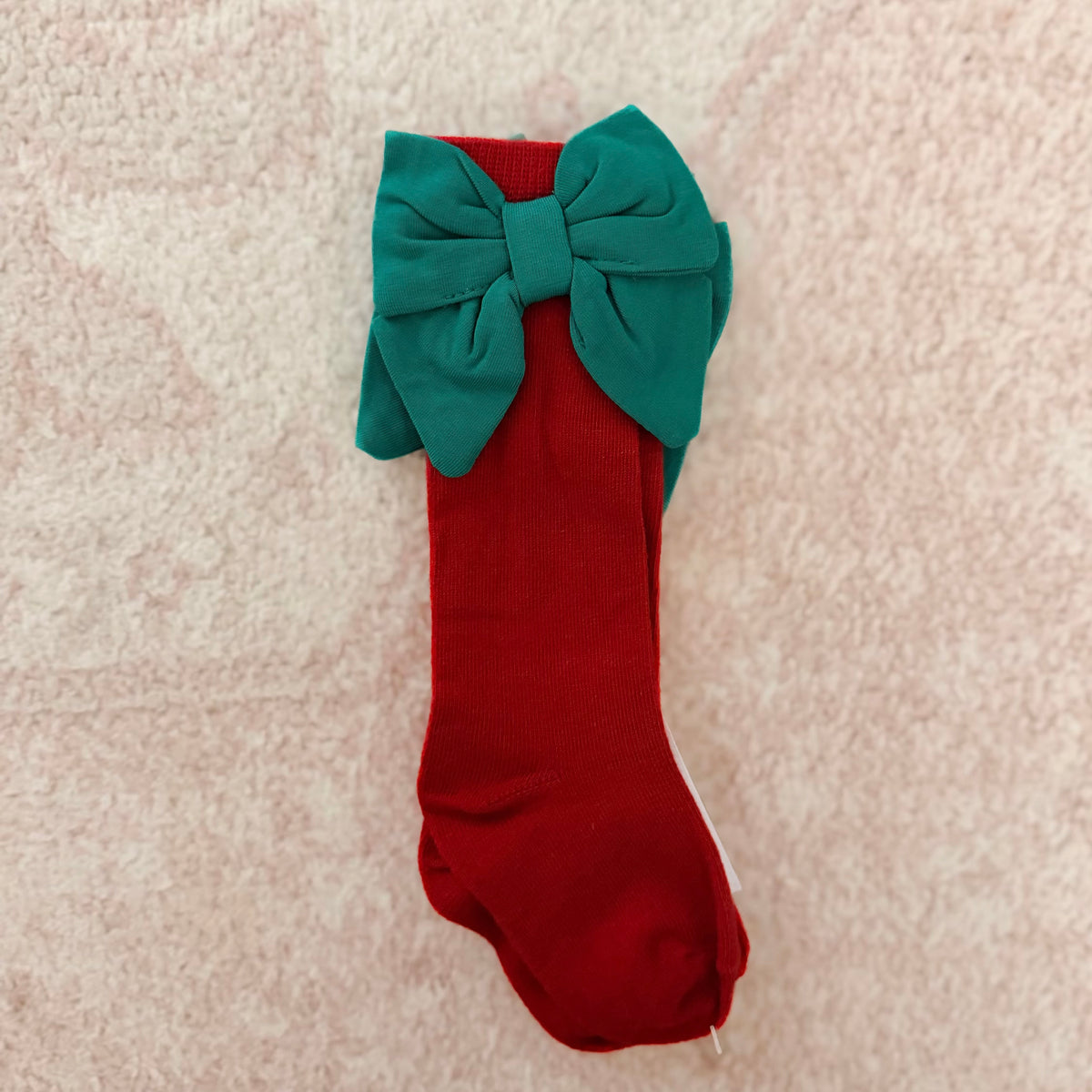 Red with Green Bow Socks