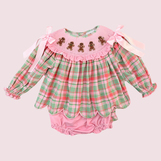 Gingerbread Plaid Diaper Set