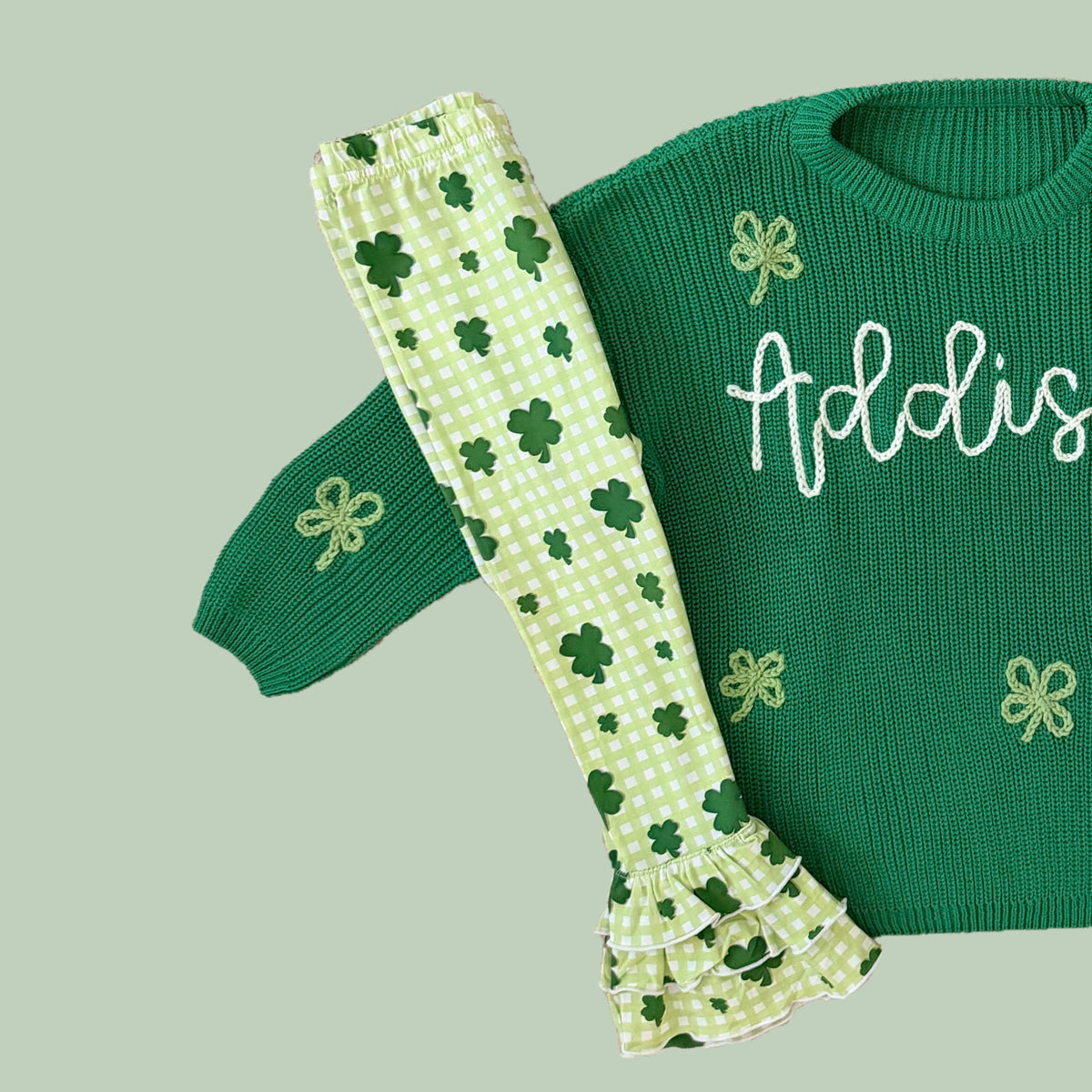 PREORDER: Matching Lucky Shamrock Ruffle Leggings - LEGGINGS ONLY (January TAT)