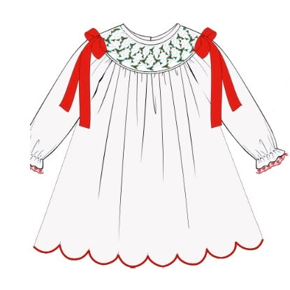 PREORDER: Christmas Satin Holly Dress (November TAT)