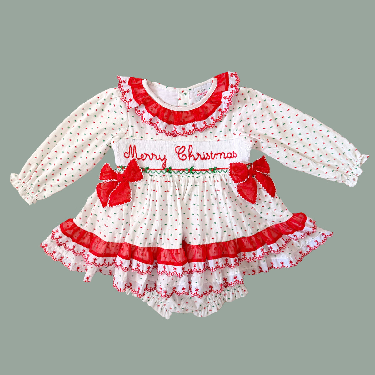 Della’s Merry Christmas Swiss Dot Diaper Set