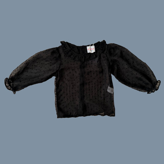 Chiffon Black Swiss Dot Shirt