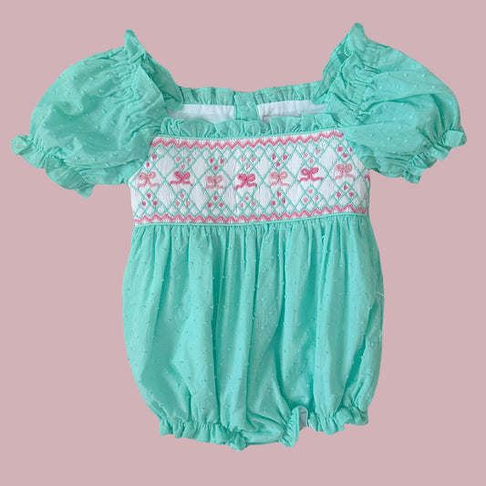 PREORDER: Swiss Dot Mint Bows Bubble (January TAT)