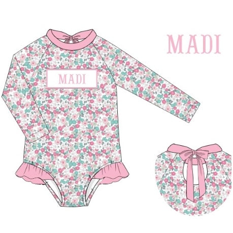 CUSTOM PREORDER: Custom Name Sweetheart Floral Swimsuit