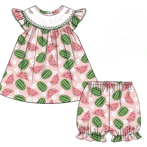 CUSTOM PREORDER: Custom Name Watermelon Shorts Set