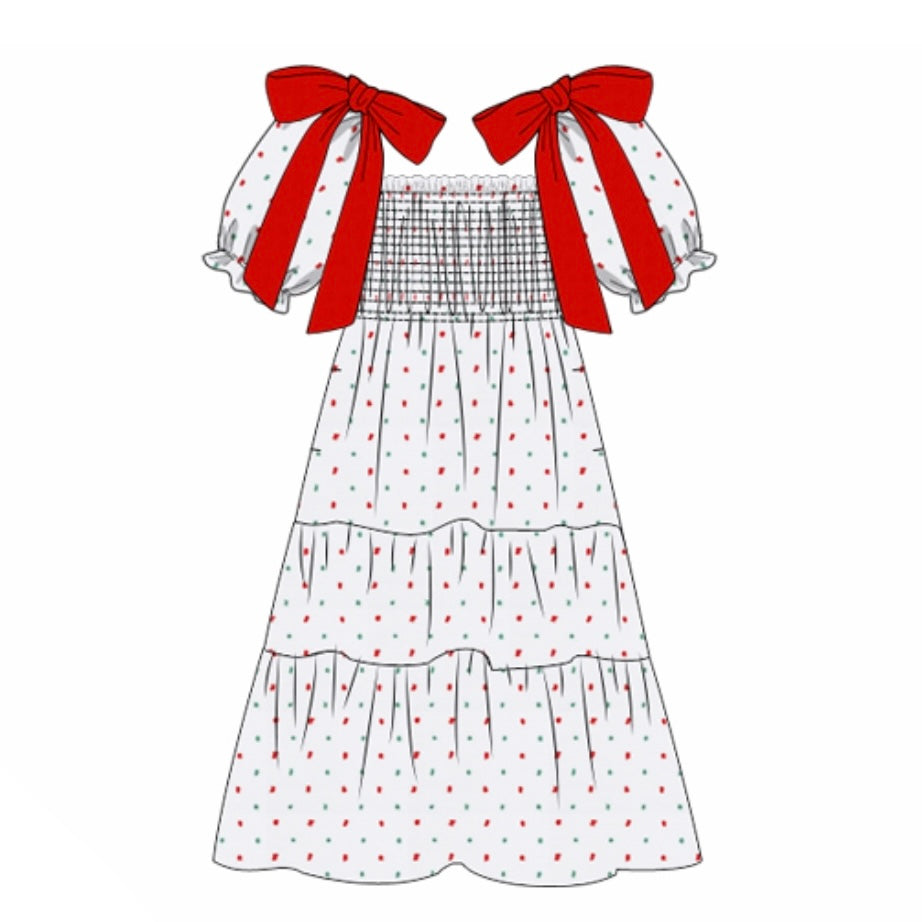 Swiss Dot Christmas Mom Dress