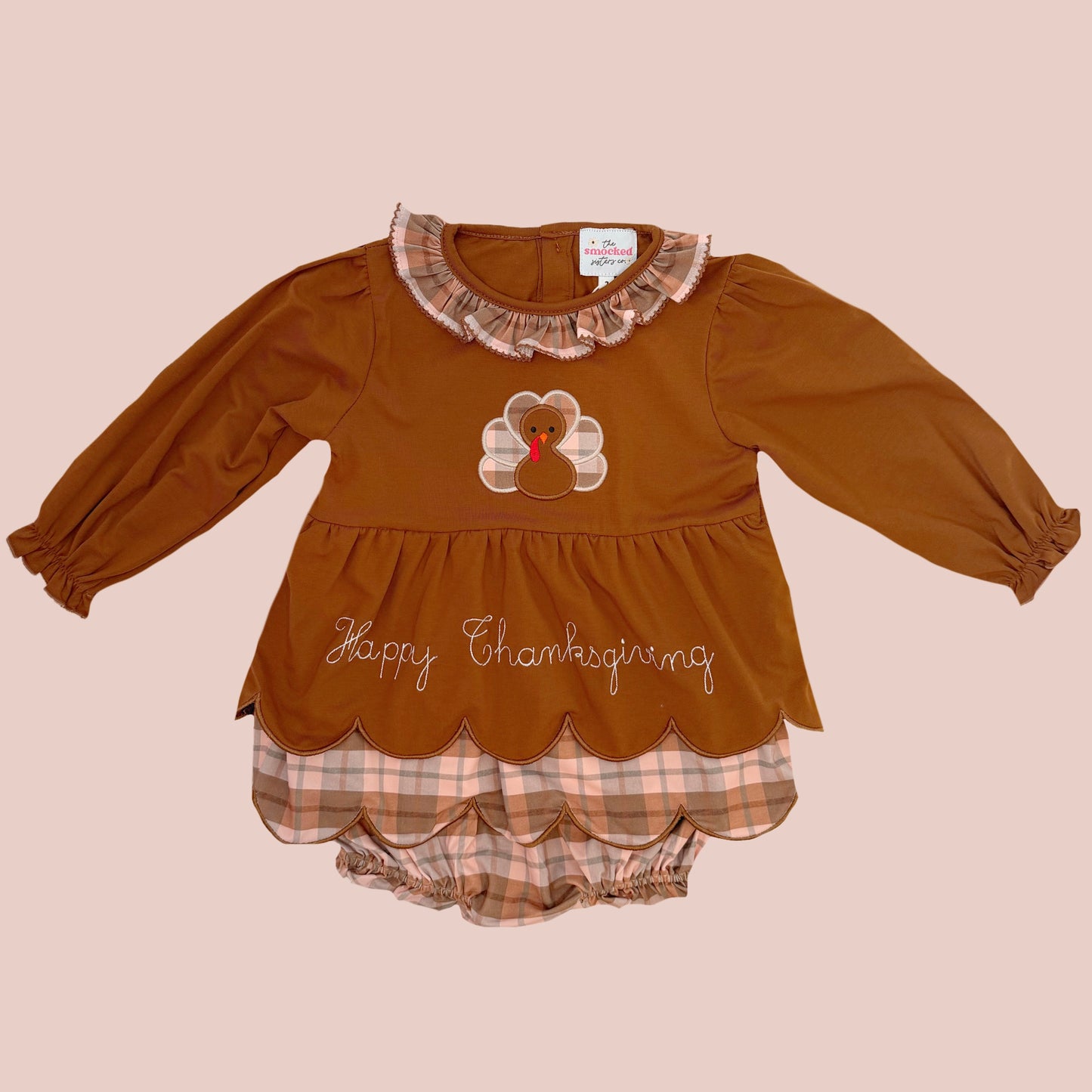Appliqué Fall Plaid Skirted Bubble