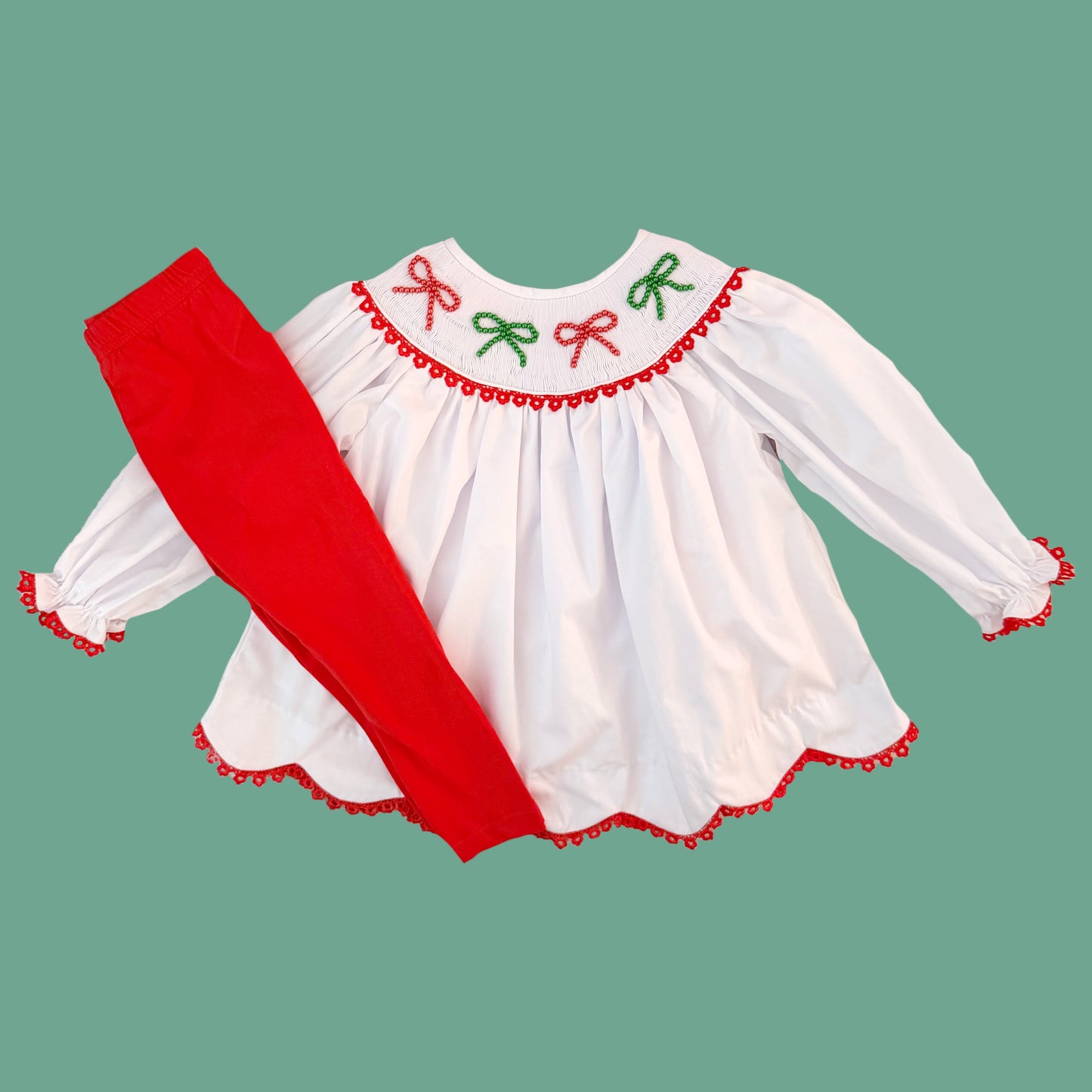 Christmas Pearl Bows Legging Set