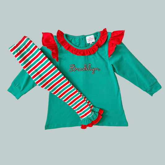 CUSTOM PREORDER: Christmas Beaded Name Legging Set (October TAT)