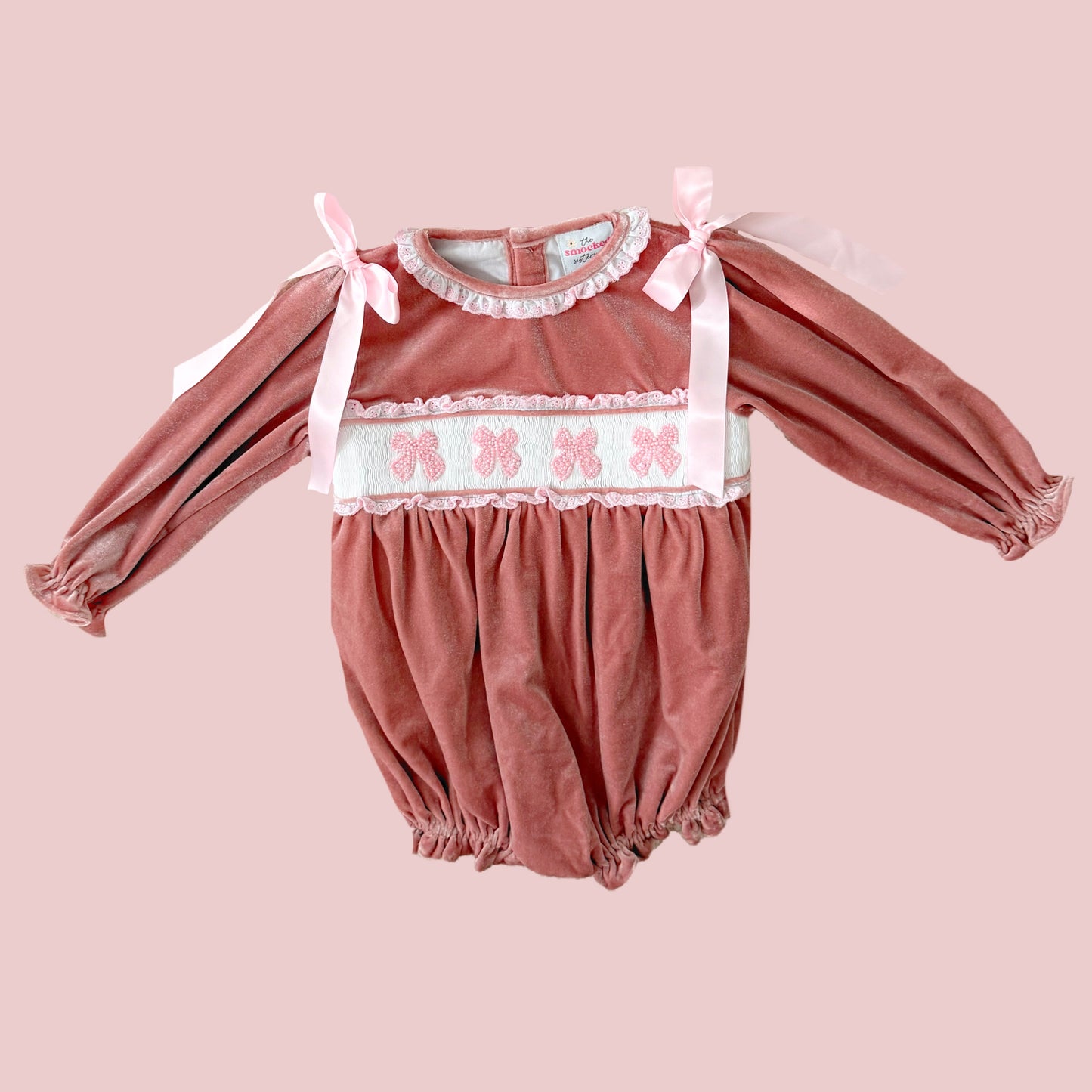 PREORDER: Sadie’s Pink Velvet Beaded Bow Bubble (December TAT)