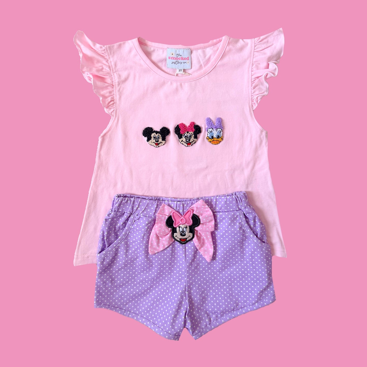 Girly Mouse Bow Shorts Set