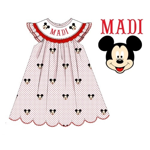 CUSTOM PREORDER: Custom Name Red Mouse Dress