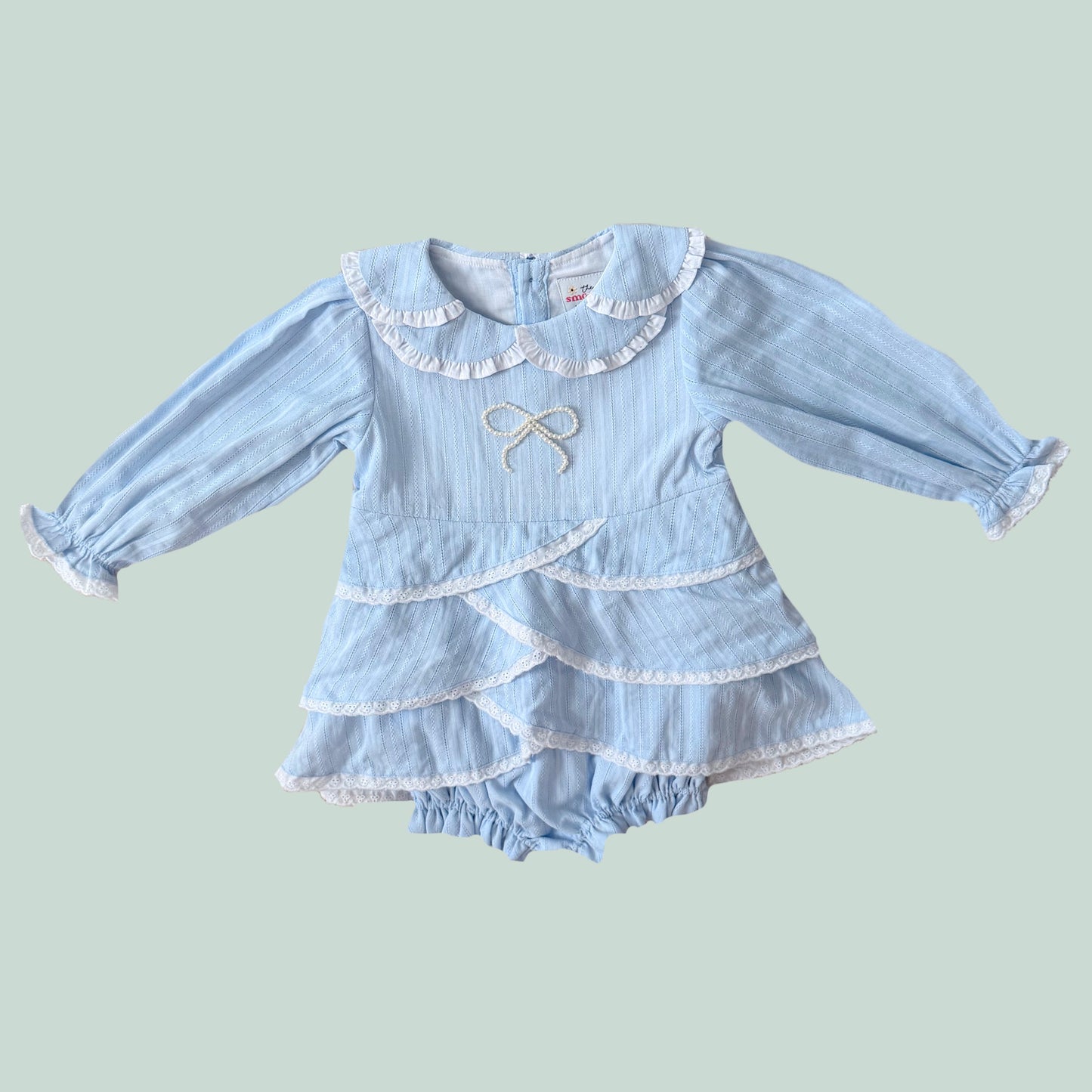 PREORDER: Hazel’s Blue Linen Heirloom Skirted Bubble (December TAT)