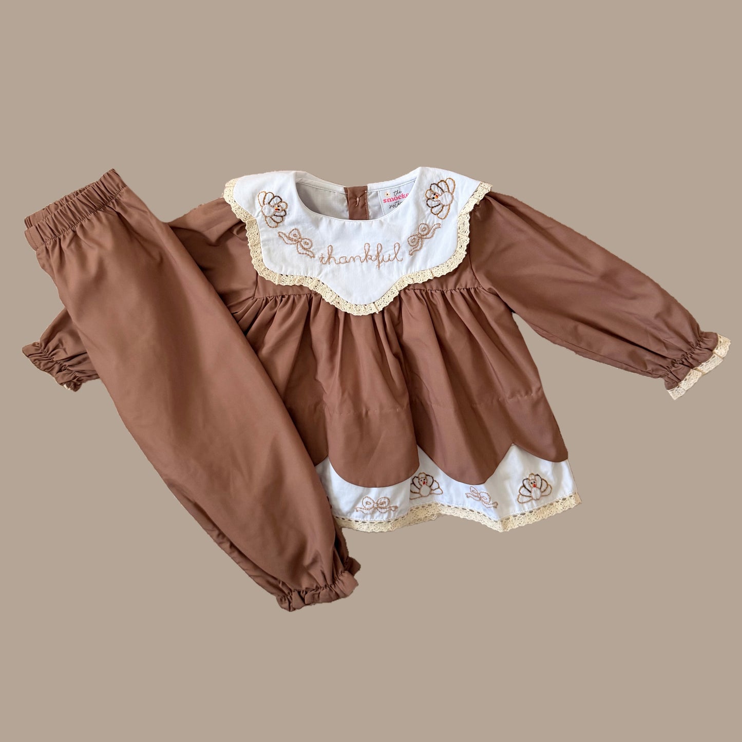 Ali's Thankful Shadow Embroidery Pants Set