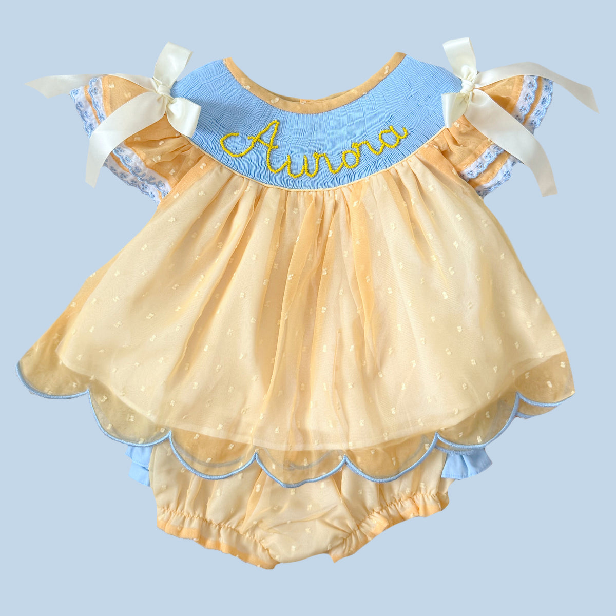 CUSTOM PREORDER: Custom Name Yellow & Blue Diaper Set (February TAT)