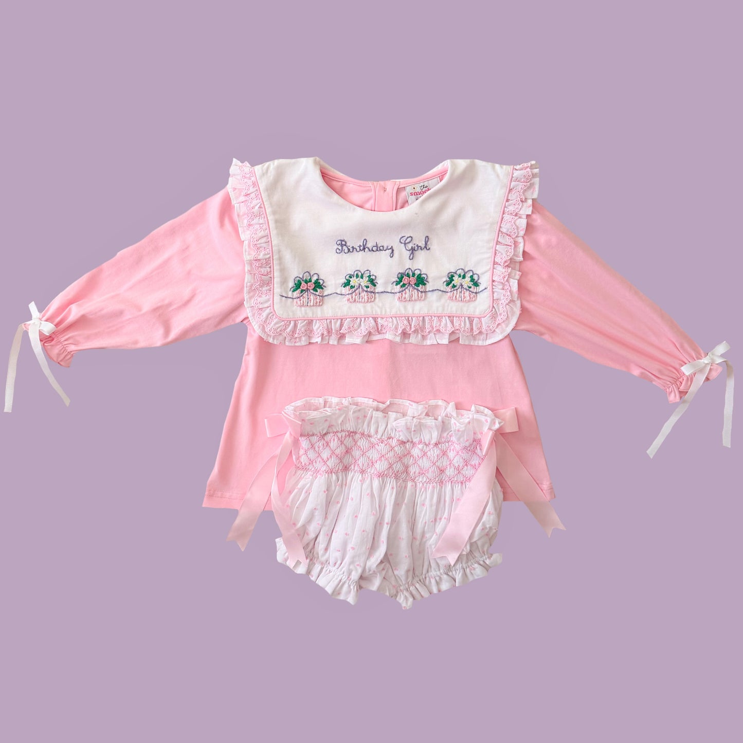 Birthday Girl Smocked Diaper Set