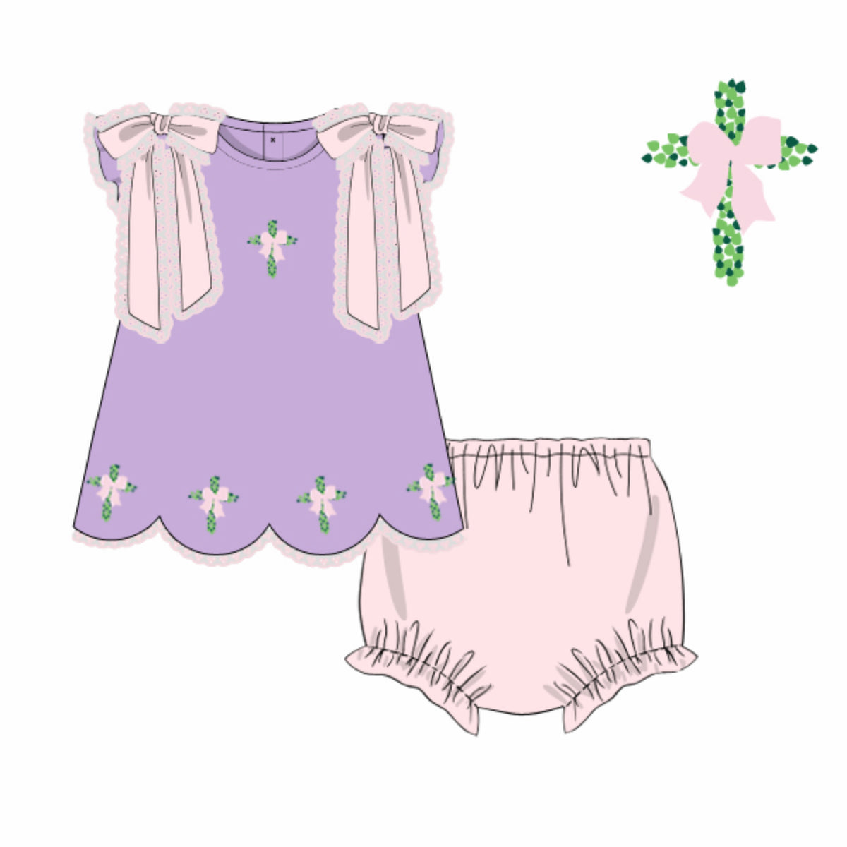 PREORDER: Brooklyn’s Beaded Cross Diaper Set (February TAT)