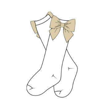 White with Tan Bow Socks